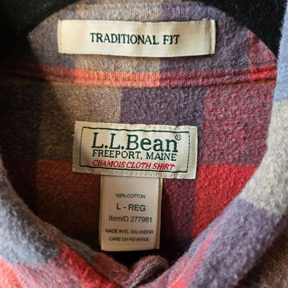 Vintage Retro L.L. Bean Mens Flannel Shirt Barn Chore L Plaid Button Up Long Sle - Picture 4 of 8